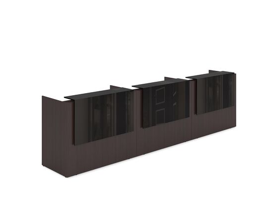 Комплект ресепшн 003 4264x768x1170 1КР.003.1 венге/черный глянец, Основной цвет: венге/черный глянец, Ширина: 4264, Высота: 1170, Глубина: 768, Подсветка: с подсветкой, Артикул: 1КР.003.1, изображение 2post-test