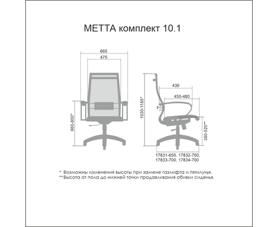 Кресло МЕТТА Комплект 10.1, metta НФ-00001649, Основной цвет: Черный, Пятилучье материал: Хром овал, изображение 4post-test