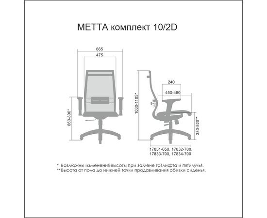 Кресло МЕТТА Комплект 10/2D, metta НФ-00001651, Основной цвет: Черный, Пятилучье материал: пластик трапеция, изображение 4post-test