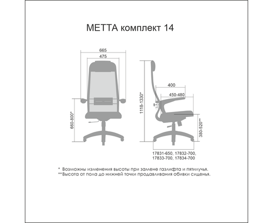 Кресло МЕТТА Комплект 14, metta НФ-00001702, Основной цвет: Черный, Пятилучье материал: пластик трапеция, изображение 4post-test