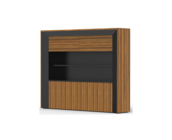 Шкаф для документов, шкафы НФ-00028002, Основной цвет: W-13B Zebra/W-24B Walnut with/E-04 Black Sand, Ширина: 2900, Глубина: 580, Высота: 2000, Артикул: ET98.290058post-test