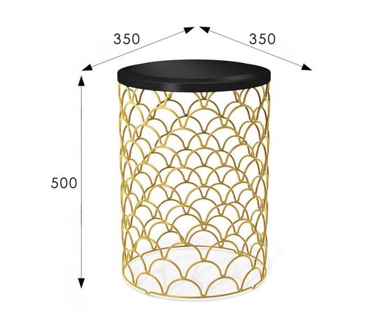 Стол кофейный Волна, леон НФ-00021984_4B13, Основной цвет: Золото/Черный муар, Ширина: 350, Глубина: 350, Высота: 500, Материал каркаса: Металл, Объем: 0,067, Вес: 3,54, изображение 5post-test