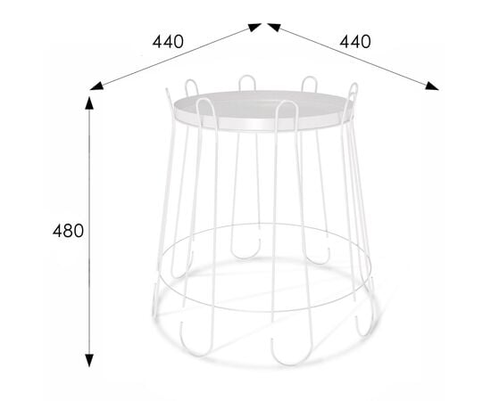 Стол журнальный Афродита, столы журнальные НФ-00021987, Основной цвет: Белый муар, Ширина: 440, Глубина: 440, Высота: 480, Материал каркаса: Металл, Объем: 0,09, Вес: 2,23, изображение 4post-test