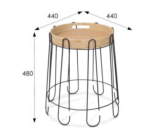 Стол кофейный Амалия, столы журнальные НФ-00021983, Основной цвет: Прозрачный лак, Ширина: 440, Глубина: 440, Высота: 480, Материал каркаса: Металл, Материал столешницы: Бамбук, Объем: 0,1, Вес: 2,9, изображение 13post-test