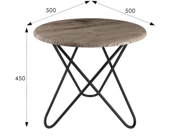 Стол журнальный Модерн 20 (Modern 20) 500x500x450 Дуб крымский состаренный/Черный, Основной цвет: Дуб крымский состаренный/Черный, Материал столешницы: МДФ/Плёнка, Ширина: 500, Высота: 450, Глубина: 500, Вес: 4,1, изображение 3post-test
