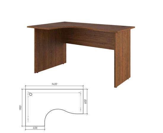Стол эргономичный левый, столы офисные НФ-00014782, Основной цвет: Орех, Ширина: 1400, Глубина: 900, Высота: 750, Расположение угла: Левый, Объем: 0,093, Вес: 35,5, Артикул: TRD29615403, изображение 2post-test