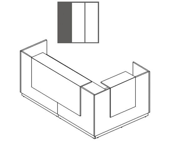 Стойка ресепшн угловая левая (полки высокие) с подсветкой, a4 | а4 НФ-00019014, Основной цвет: Антрацит премиум/Белый премиум/Белый премиум, Ширина: 2450, Глубина: 1550, Высота: 1150, Артикул: А4 9873 АР/БП/БПpost-test