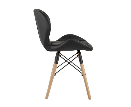 Стул Бон 480x540x710 ДК-19122601 блак (DC-19122601 black) Чёрный, Основной цвет: Чёрный, Ширина: 480, Материал основания: Массив дерева, Высота: 710, Глубина: 540, Материал: Экокожа, Каркас: Массив дерева, Вес: 5, Цвет опоры: Коричневый, Материал сиденья: экокожа, Цвет сиденья: Черный, Артикул: ДК-19122601 блак (DC-19122601 black), изображение 3post-test
