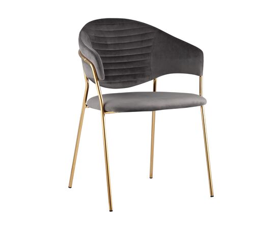 Стул Эвита 585x550x800 ФДК8022 ДАРК ГРЕЙ ФУТ-81 (FDC8022 DARK GREY FUT-81) Темно-серый, Основной цвет: Темно-серый, Ширина: 585, Материал основания: Металл, Высота: 800, Глубина: 550, Материал: Велюр, Вес: 6,5, Цвет опоры: Золото, Материал сиденья: Велюр, Цвет сиденья: Темно-серый, Артикул: ФДК8022 ДАРК ГРЕЙ ФУТ-81 (FDC8022 DARK GREY FUT-81), изображение 2post-test