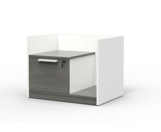 Тумба с 1 ящиком левая / Single Drawer Cabinet, тумбы НФ-00031185, Основной цвет:  S-76 Carbon Black/ S-57 Warm White, Ширина: 748, Глубина: 544, Высота: 575, Назначение: Тумба приставная, Количество ящиков: 1, Фасад: S-76 Carbon Black, Наличие центрального замка: Да, Объем: 0,33, Артикул: DMA25L.075057post-test