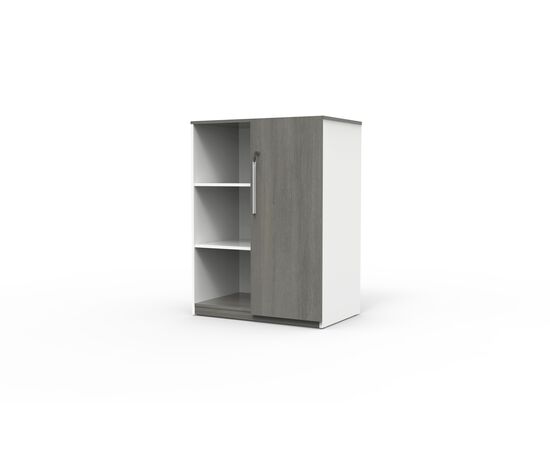 Комбинированный шкаф левый / Semi-open Bookcase, шкафы НФ-00031045, Основной цвет: S-57 Warm White, Количество полок (Шкафы): 3, Ширина: 900, Глубина: 570, Высота: 1200, Материал дверей: ЛДСП/Меламин, Стекло: Нет, Цвет фасадов: S-76 Carbon Black, Двери: ЛДСП, Каркас: ЛДСП, Топ: ЛДСП, Цвет ручек: Sand ripples white, Тип замка: Нет, Объём: 0,15, Артикул: DMA92L.090120post-test