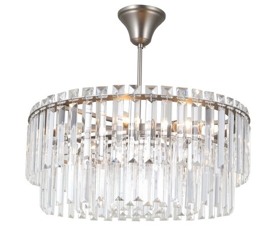 Люстра подвесная Moderli V10737-6P Crystal, офисные светильники moderli (stool group) НФ-00032255, Ширина (Светильники): 480, Глубина (Светильники): 48, Высота светильника:: 470, Количество ламп (Светильники): 6, Тип цоколя (Светильники): E14, Пульт (Светильники): нет, Крепление (Светильники): на планку, Напряжение (Светильники): 220, Материал корпуса (Светильники): металл, Вес нетто (Светильники): 6,02, Основной цвет (Светильники): серебристый, Объем,м3 (Светильники): 0,12post-test