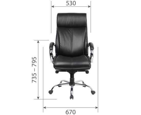 Кресло CHAIRMAN CH423 кожа, Основной цвет: Черный, Ширина: 670, Глубина: 690, Высота: 1200, Максимальная высота: 1260, Материал спинки: Натуральная кожа, Материал сидушки: Натуральная кожа, Механизм качания: Повышенной комфортности с возможностью фиксации кресла в нескольких положениях. Sipro механизм регул, Рекомендованная максимальная нагрузка: 120 кг, Ролики: Стандарт BIFMA 5,1 (США), диаметр штока 11 мм, покрытие – полиуретан, Материал каркаса: немонолитный, Цвет подлокотников: Черный, изображение 2post-test