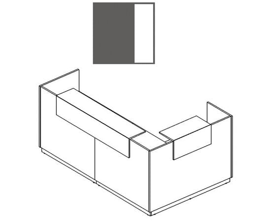 Стойка ресепшн угловая левая (полка стандарт), a4 | а4 НФ-00019013, Основной цвет: Антрацит премиум/Антрацит премиум/Белый премиум, Ширина: 2450, Глубина: 730, Высота: 1150, Артикул: А4 9870 АР/АР/БПpost-test