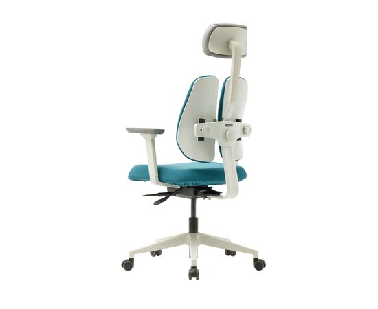 Кресло Дуорест Д2500Г-ДАСВ (Duorest D2500G-DASW) белая рама 690x560x610 Д2500Г-ДАСВ (D2500G-DASW) белая рама Сине-зеленый, Ролики: 50 мм, Основной цвет: Сине-зеленый, Ширина: 690, Высота: 610, Глубина: 560, Материал подлокотников: 1Д (1D), Вес: 26, Материал сиденья: Ткань ЕК20 (EK20), Подголовник: есть, Материал спинки: Ткань ЕК20 (EK20), Артикул: Д2500Г-ДАСВ (D2500G-DASW) белая рама, изображение 4post-test