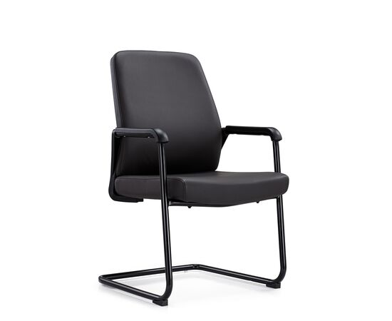 Кресло Riva Chair Sitting RCH D825-5, Основной цвет: Черный, Ширина: 600, Глубина: 640, Высота: 950, Материал спинки: Экокожа, Материал сидушки: Экокожа, Материал подлокотников: Металлические с накладками, Механизм качания: Нет, Подголовник: Нет, Подголовник регулировка: Нет, Рекомендованная максимальная нагрузка: 120 кг, Цвет крестовины: Хром, Материал каркаса: Металл, Цвет подлокотников: Черный, Объем: 0,28, Вес: 26,18, Артикул: D825-5post-test