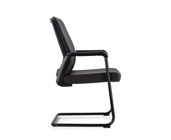 Кресло Riva Chair Sitting RCH D825-5, Основной цвет: Черный, Ширина: 600, Глубина: 640, Высота: 950, Материал спинки: Экокожа, Материал сидушки: Экокожа, Материал подлокотников: Металлические с накладками, Механизм качания: Нет, Подголовник: Нет, Подголовник регулировка: Нет, Рекомендованная максимальная нагрузка: 120 кг, Цвет крестовины: Хром, Материал каркаса: Металл, Цвет подлокотников: Черный, Объем: 0,28, Вес: 26,18, Артикул: D825-5, изображение 2post-test