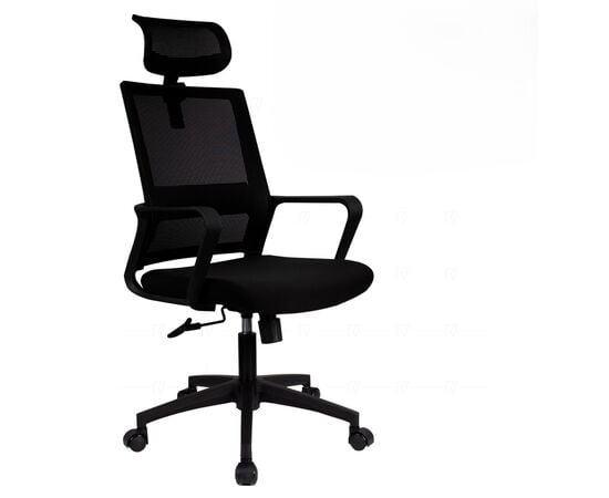 Кресло Riva Chair Mint RCH P1029H, Основной цвет: Черный, Ширина: 600, Глубина: 520, Высота: 1140, Максимальная высота: 1240, Материал спинки: Сетка, Материал сидушки: Ткань, Материал крестовины: Пластик, Механизм качания: Газпатрон 100, Подголовник: Да, Пятилучье материал: пятилучье, d640, черныйый пластик, Рекомендованная максимальная нагрузка: 120, Ролики: Ø60 PU, Цвет крестовины: Черный, Артикул: P1029HBEpost-test