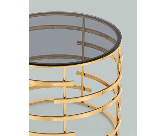 Журнальный столик Инфлюэнс 60*60, Основной цвет: стекло smoke, сталь золото, Ширина: 600, Глубина: 600, Высота: 500, Цвет металлокаркаса (Столы): Золотой, Материал столешницы: Стекло, Материал ножек: сталь, Вес: 10,6, Артикул: УТ000036341, изображение 3post-test