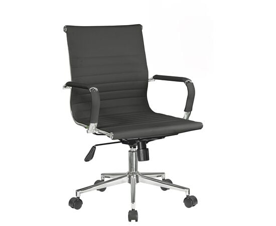 Кресло Riva Chair Hugo RCH 6002-2S, Основной цвет: Черный, Ширина: 640, Глубина: 640, Высота: 1000, Материал спинки: Экокожа, Материал сидушки: Экокожа, Материал подлокотников: металл, кожаные накладки в цвет сиденья, Материал крестовины: пятилучье, d640, металлическое хромированное, Механизм качания: топ ган, Подголовник: Нет, Подголовник регулировка: Нет, Пятилучье материал: пятилучье, d640, металлическое хромированное, Рекомендованная максимальная нагрузка: 120, Ролики: d50/PU, Цвет крестовины: Хром, Спинка регулировка: Нет, Материал каркаса: металлическое хромированное, Цвет подлокотников: металл, кожаные накладки в цвет сиденья, Артикул: 6002-2Spost-test