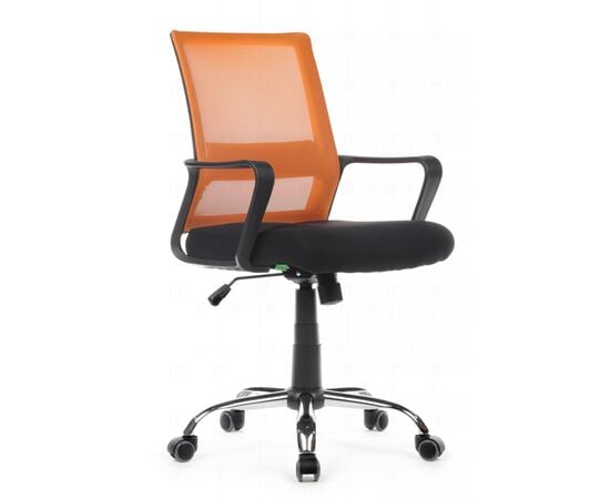 Кресло Riva Chair Mint RCH 1029MB, Основной цвет: оранжевый/черный, Ширина: 600, Глубина: 520, Высота: 920, Максимальная высота: 1020, Материал спинки: Сетка, Материал сидушки: Ткань, Материал подлокотников: Пластик, Материал крестовины: пятилучье, d640, металлическое хромированное, Механизм качания: топ ган, Подголовник: Нет, Подголовник регулировка: Нет, Пятилучье материал: пятилучье, d640, металлическое хромированное, Рекомендованная максимальная нагрузка: 120, Ролики: 50мм PP , Цвет крестовины: Хром, Материал каркаса: металлическое хромированное, Цвет подлокотников: Черный, Артикул: 1029MBpost-test