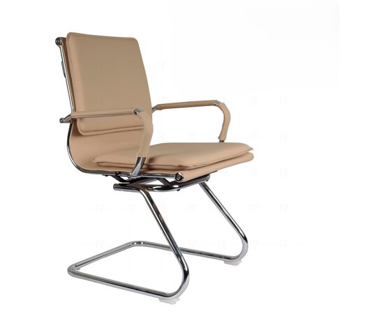 Кресло Riva Chair Hugo RCH 6003-3EC, Основной цвет: Светло-бежевый, Ширина: 550, Глубина: 610, Высота: 910, Материал спинки: Экокожа, Материал сидушки: Экокожа, Материал подлокотников: металл, с накладками из экокожи в цвет сиденья, Материал крестовины: рама, металлическая хромированная, Механизм качания: Нет, Подголовник: Нет, Подголовник регулировка: Нет, Пятилучье материал: рама, металлическая хромированная, Рекомендованная максимальная нагрузка: 120, Ролики: Нет, Цвет крестовины: Хром, Спинка регулировка: Нет, Материал каркаса: металлическое хромированное, Цвет подлокотников: металл, с накладками из экокожи в цвет сиденья, Артикул: 6003-3ECpost-test