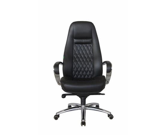 Кресло Riva Chair RCH F185, Основной цвет: Черный, Ширина: 690, Глубина: 560, Высота: 1290, Материал спинки: Кожа, Материал сидушки: Кожа, Материал подлокотников: Хромированный металл с кожаными накладками, Материал крестовины: Хром, Механизм качания: Синхромеханизм, Рекомендованная максимальная нагрузка: 120 кг, Объем: 0,2, Вес: 24,5, изображение 2post-test