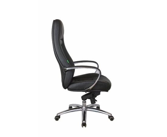 Кресло Riva Chair RCH F185, Основной цвет: Черный, Ширина: 690, Глубина: 560, Высота: 1290, Материал спинки: Кожа, Материал сидушки: Кожа, Материал подлокотников: Хромированный металл с кожаными накладками, Материал крестовины: Хром, Механизм качания: Синхромеханизм, Рекомендованная максимальная нагрузка: 120 кг, Объем: 0,2, Вес: 24,5, изображение 3post-test