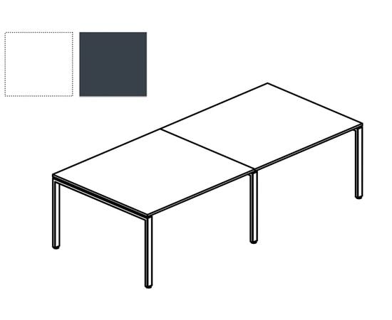 Стол для переговоров на П-образном м/к 50х50 (2столешницы), столы НФ-00016926, Основной цвет: Белый/Антрацит, Ширина: 2400, Глубина: 1236, Высота: 750, Артикул: СMС-П-12.123.2post-test
